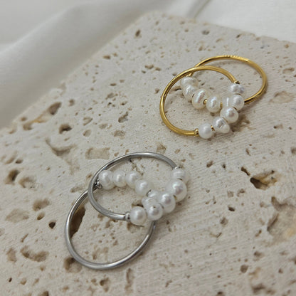 Happy Ring – Edelstahlring mit echten Süßwasserperlen