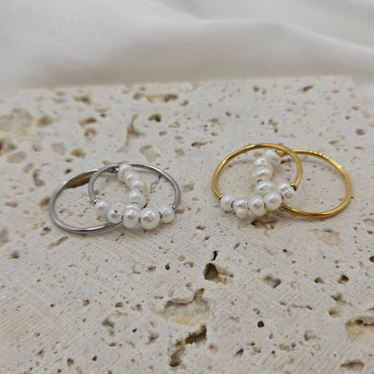 Happy Ring – Edelstahlring mit echten Süßwasserperlen