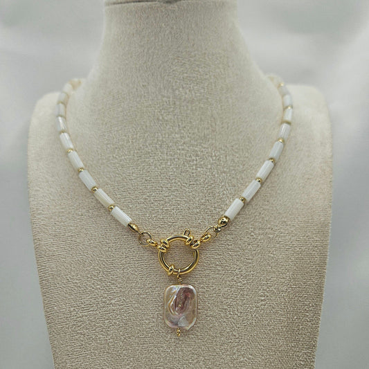 Muschelperlenkette "Vintage rosé"