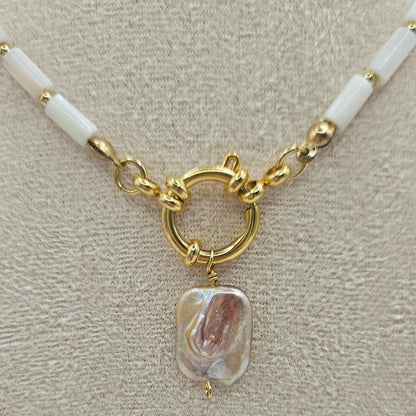 Muschelperlenkette "Vintage rosé"