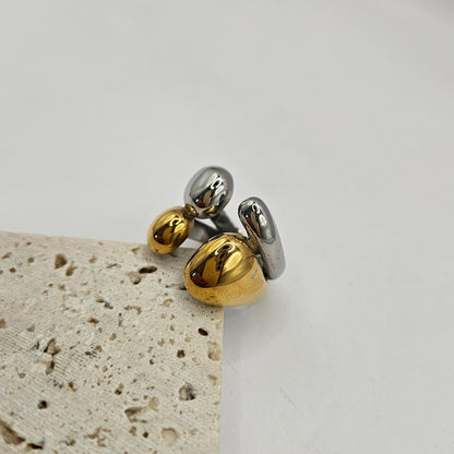 Duo Drop Ring aus Edelstahl – Bicolor Statement Ring