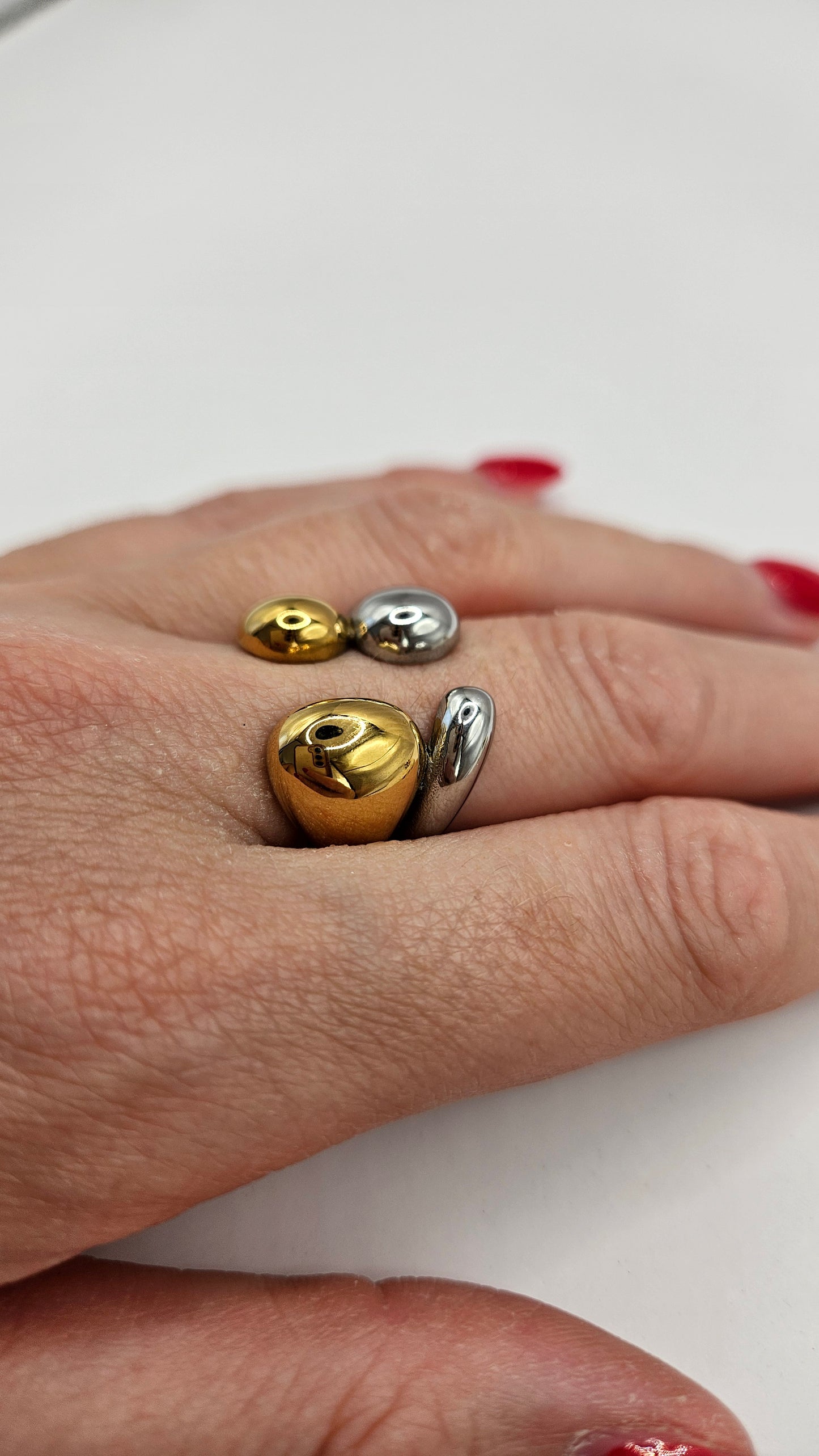 Duo Drop Ring aus Edelstahl – Bicolor Statement Ring