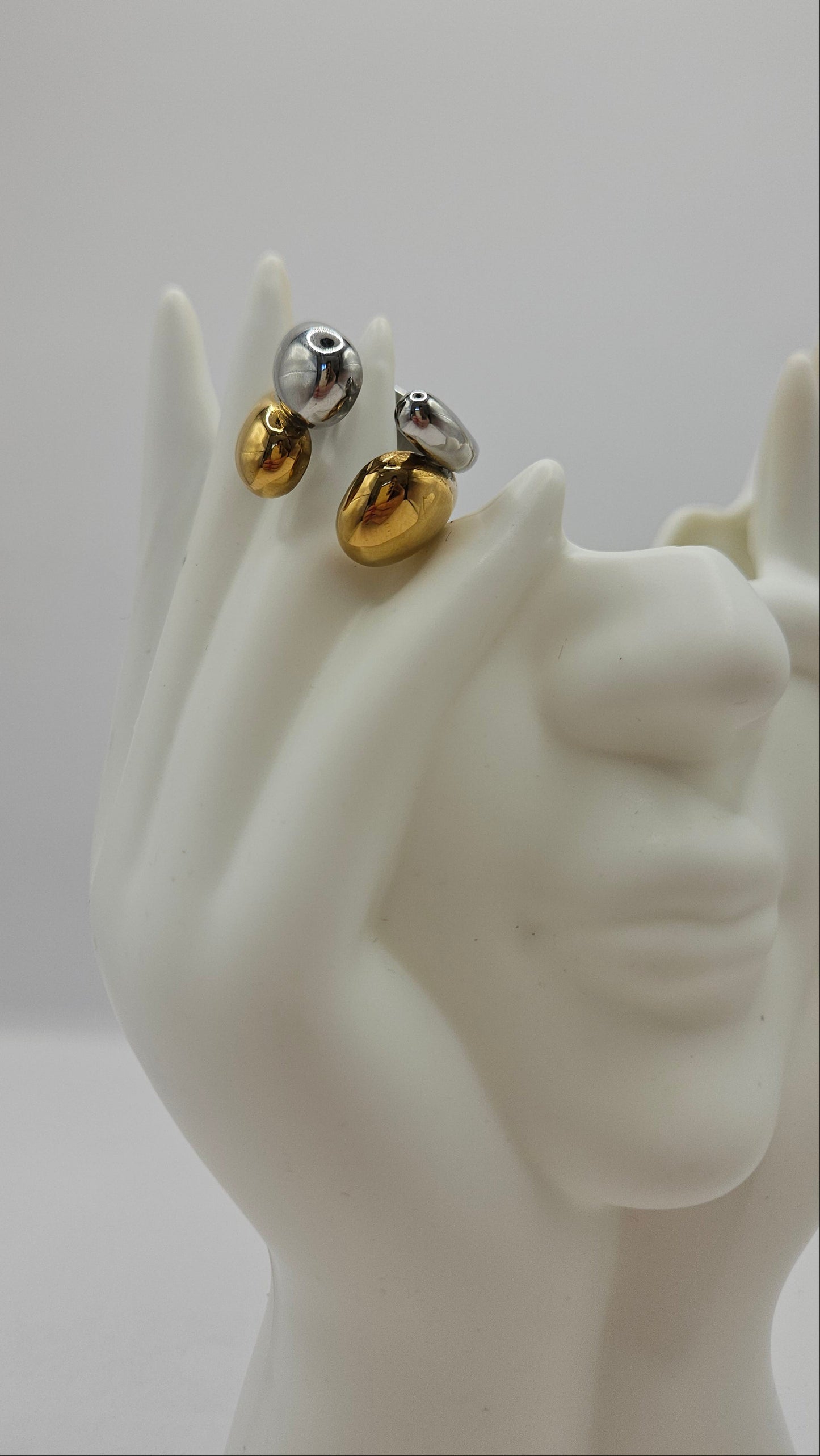 Duo Drop Ring aus Edelstahl – Bicolor Statement Ring