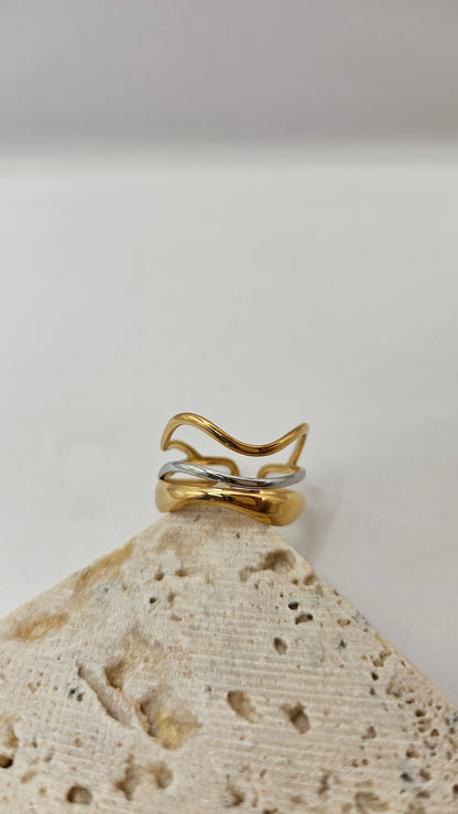 Ocean Ring aus Edelstahl – Größenverstellbarer Statement Ring