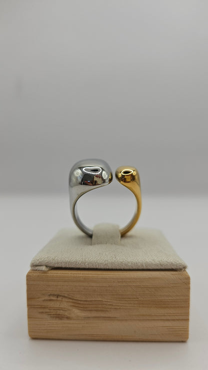 Lisa Ring aus Edelstahl – Verstellbarer Statement Ring in Gold oder Bicolor