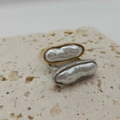 Isola Pearl Ring aus Edelstahl – Ring mit organischer Kunstperle
