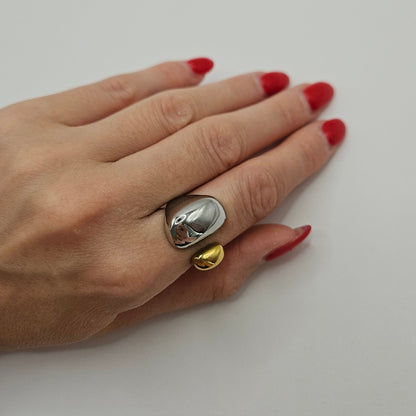 Lisa Ring aus Edelstahl – Verstellbarer Statement Ring in Gold oder Bicolor
