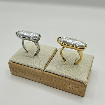 Isola Pearl Ring aus Edelstahl – Ring mit organischer Kunstperle