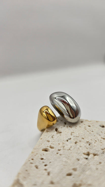 Lisa Ring aus Edelstahl – Verstellbarer Statement Ring in Gold oder Bicolor